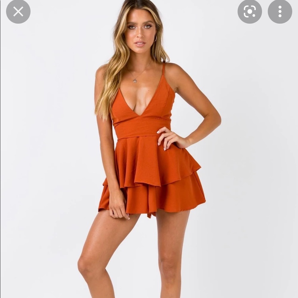 Princess Polly Flores Romper in Rust